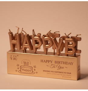 Свічки на торт "Happy Birthday" бронза
