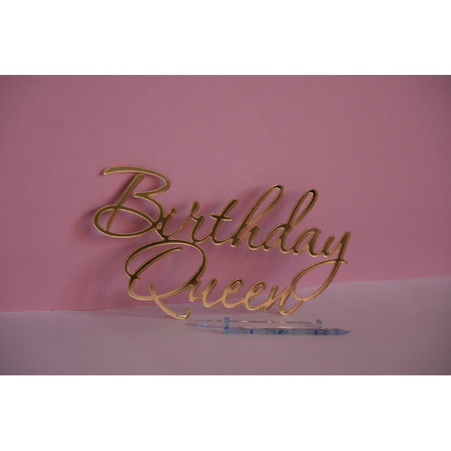Бічний топер акриловий Birthday Queen Золото