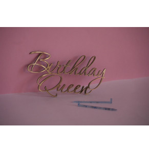Золотий топер з полістиролу Birthday Queen