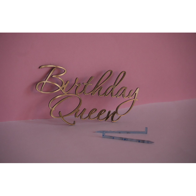 Золотий топер з полістиролу Birthday Queen