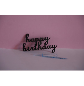 Чорний топер з полістиролу  "Happy Birthday"