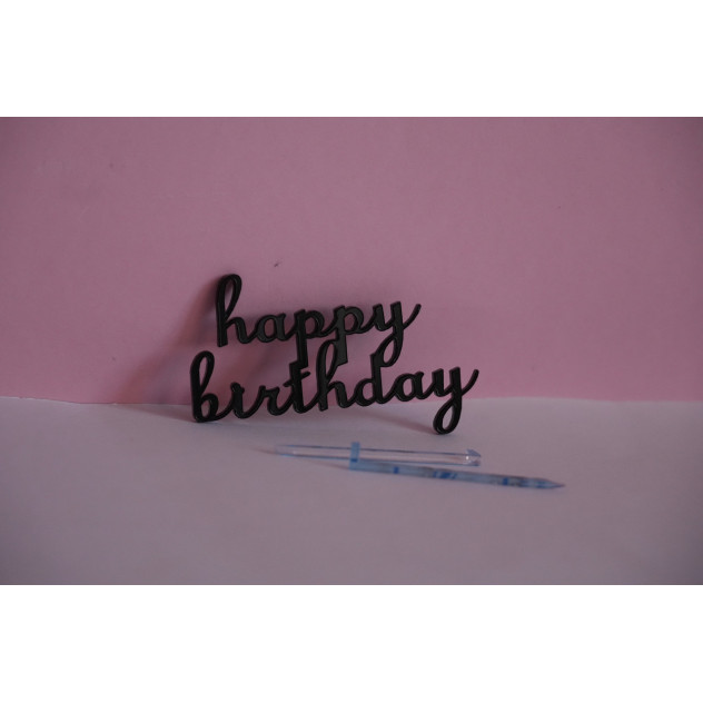 Чорний топер з полістиролу  "Happy Birthday"