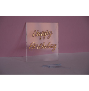 Бічний топер акриловий Happy Birthday (З днем народження) Золото