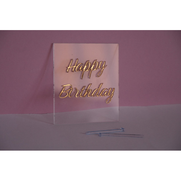 Бічний топер акриловий Happy Birthday (З днем народження) Золото