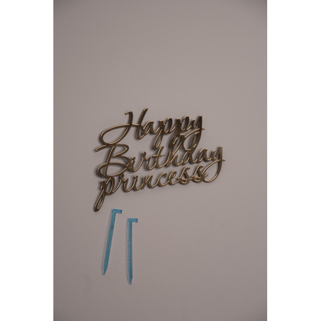 Золотий топер Happy Birthday Princess