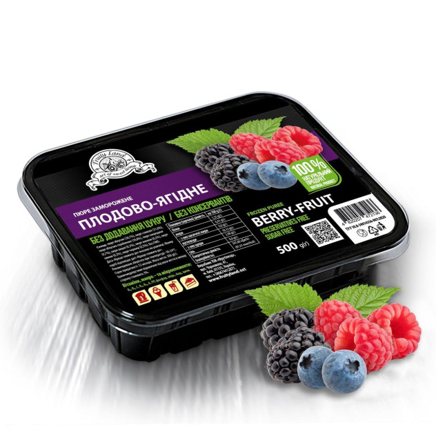 Плодово-ягідне пюре Fruityland заморожене без цукру,500 г