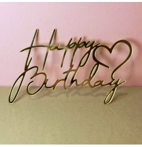 Золотий топер з полістиролу “Happy Birthday”