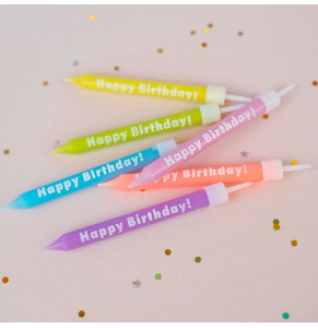 Свічки Happy Birthday неонові 6 штук