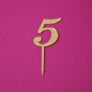 Золотий топер акриловий цифра 5 на паличці