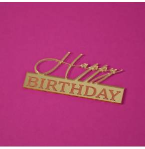 Бічний топер акриловий Happy Birthday (З днем народження) Золото